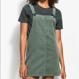Empyre olive green corduroy overall dress